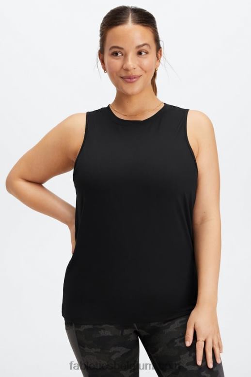 zwart vrouwen dry-flex tank met open achterkant Fabletics LH20J2119