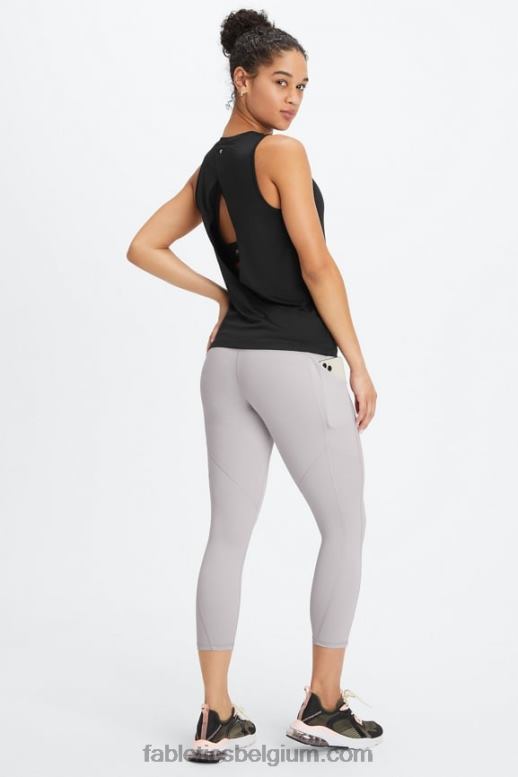 zwart vrouwen dry-flex tank met open achterkant Fabletics LH20J2119