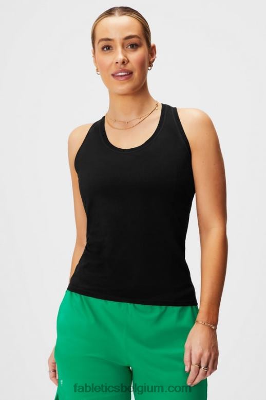zwart vrouwen feather tech racerback-tanktop Fabletics LH20J2137
