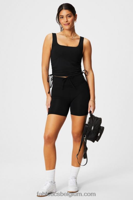 zwart vrouwen ingebouwde beha-tank met ruches Fabletics LH20J2149