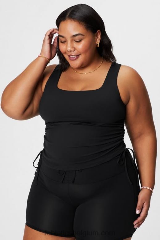 zwart vrouwen ingebouwde beha-tank met ruches Fabletics LH20J2150