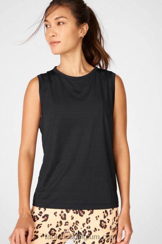 zwart vrouwen milieubewuste spiertank Fabletics LH20J2306