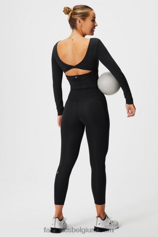 zwart vrouwen oasis twist ingebouwde bh met lange mouwen Fabletics LH20J2197