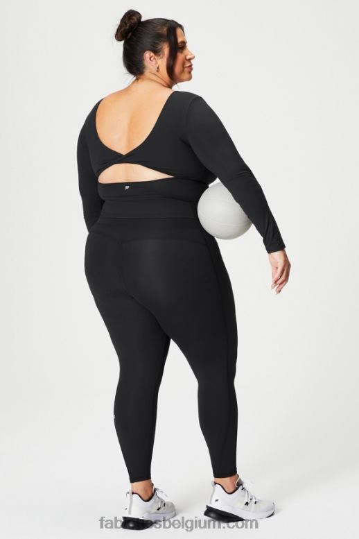 zwart vrouwen oasis twist ingebouwde bh met lange mouwen Fabletics LH20J2198