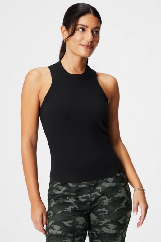zwart vrouwen tanktop met hoge hals Fabletics LH20J2145