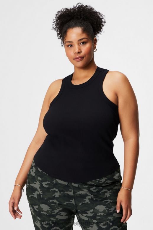 zwart vrouwen tanktop met hoge hals Fabletics LH20J2146