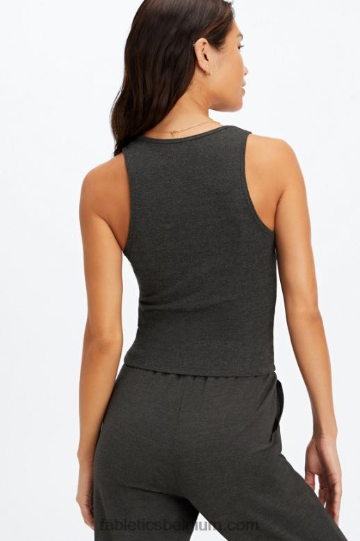 zwarte heide vrouwen restoregebreide geribbelde tanktop Fabletics LH20J2269